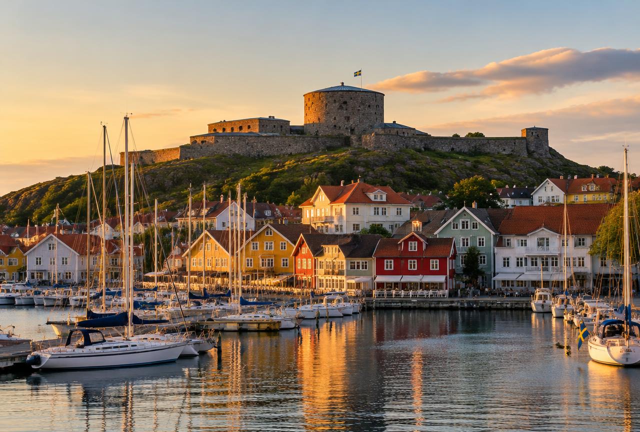 Marstrand med Carlstens fästning sett från vattnet